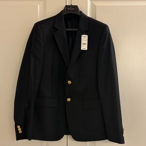Brooks Brothers 100% Wool Classic Navy Blazer w/Gold Accents